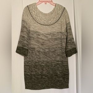 Rachel by Rachel Roy Tunic Sweater Ombré Taupe to Green Wool blend Medium